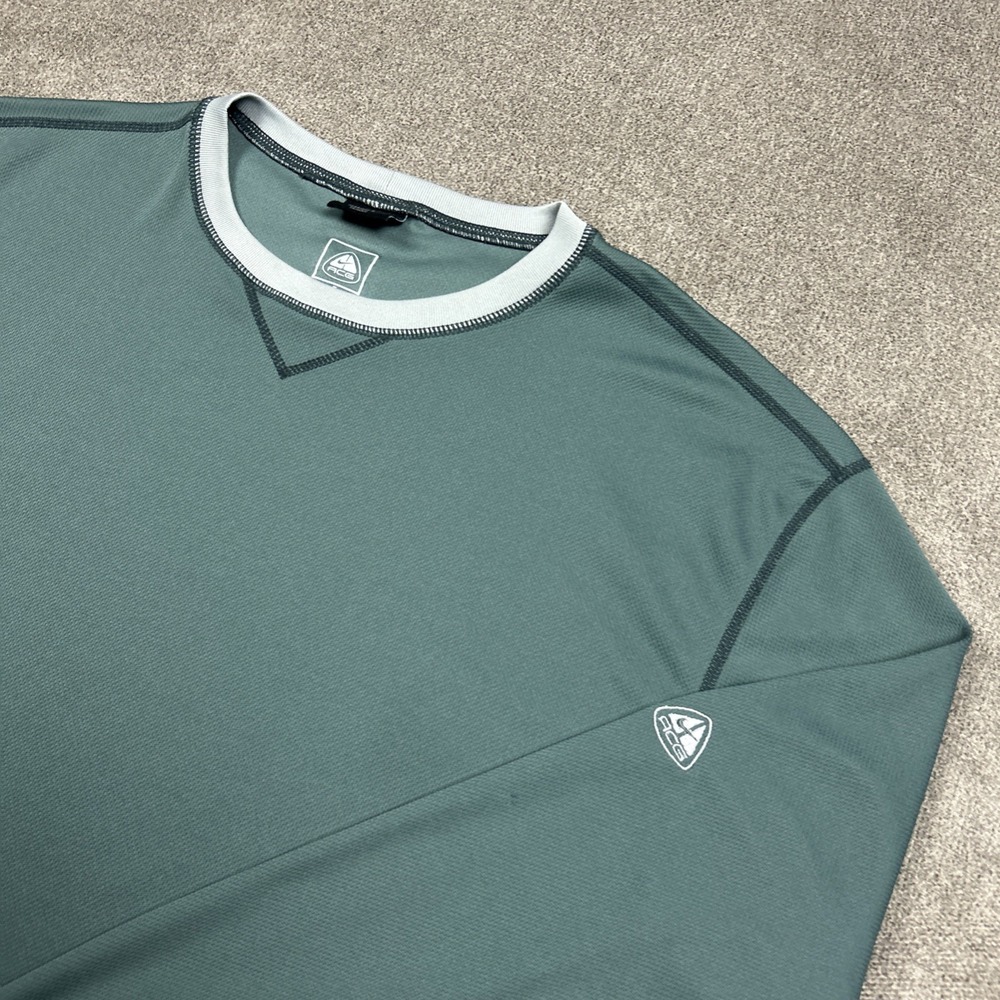 Nike ACG Shirt Mens Large Green Dri-FIT Base Layer Long Sleeve Performance Top